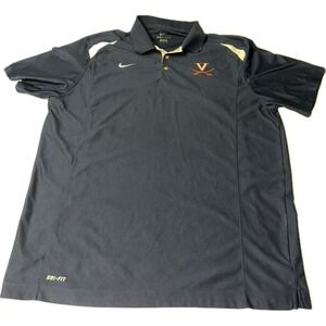 Virginia Cavaliers Nike Dri-Fit Navy Blue Polo Shirt Men's 2XL Athletic Golf